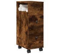 vidaXL Armario de baño estrecho con ruedas madera roble ahumado