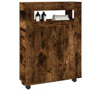 vidaXL Armario de baño estrecho con ruedas madera roble ahumado