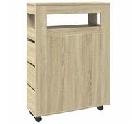 vidaXL Armario de baño Estrecho con Ruedas Madera Roble Sonoma