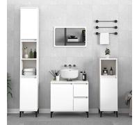 vidaXL Armario de baño Madera contrachapada Blanco 65x33x60 cm, Mueble de baño, Muebles de baño, Mueble Cuarto de Aseo, Armario almacenaje baño