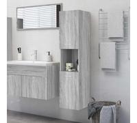 vidaXL Armario de baño - mueble de aseo de pared, almacenamiento, madera contrachapada gris Sonoma