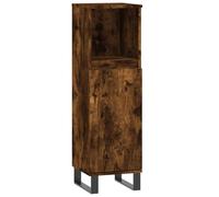 vidaXL Armario de baño Madera contrachapada Roble Ahumado 30x30x100 cm, Armario, Mueble de baño con almacenaje, aparador Alto, Armario de baño