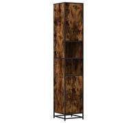 vidaXL Armario baño madera ingeniería y metal 35x37,5x188,5 cm en color Negro/Roble ahumado/Gris sonoma y más | almacenamiento funcional diseño moderno para baño dormitorio sala