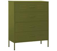 vidaXL Armario de Cajones Aparador Cajonera Librería Alacena Estantería Almacenamiento Organizador Muebles de Acero Verde Oliva 80x35x101,5 cm