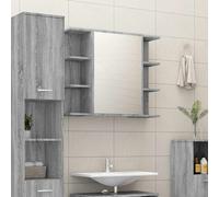 vidaXL Armario de espejo baño contrachapada gris Sonoma 80x20,5x64 cm