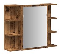 vidaXL Armario de espejo de baño contrachapada envejecida 80x20,5x64cm