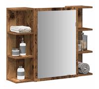 vidaXL Armario de espejo de baño contrachapada envejecida 80x20,5x64cm