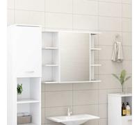 vidaXL Armario de espejo para baño Contrachapada blanco 80x20,5x64 cm Estante y almacenamiento