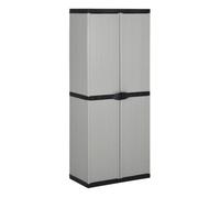 vidaXL Armario de jardín 3 estantes - Almacenaje exterior para herramientas Gris/Negro 68x40x168 cm