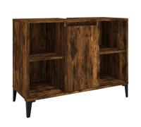 Vidaxl armario de lavabo madera contrachapada roble ahumado 80x33x60cm