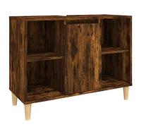 vidaXL Armario de Lavabo Madera contrachapada Roble Ahumado 80x33x60cm