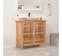 vidaXL Armario de lavabo madera maciza de nogal 66x29x61,5 cm