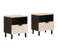 vidaXL Armario de Noche 2 uds. 40 x 33 x 46 cm Madera de mango maciza