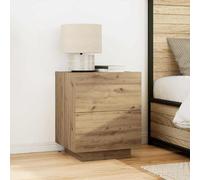 vidaXL Set de mesitas de noche Roble artesanal – 2 cajones, madera maciza, 2 piezas 45×40×55 cm