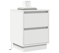 vidaXL Armario de Noche 39 x 34,5 x 50 cm Madera de ingeniería, Mesita de Noche Moderna, Mesa Rectangular, con Almacenamiento, Puerto USB, luz LED, diseño Funcional