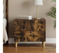 vidaXL Mesita de noche de roble ahumado, 62 x 34,5 x 48 cm, fabricada en material de madera