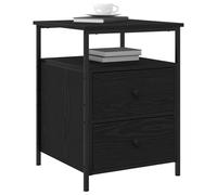 vidaXL Armario de Noche con cajón Roble Negro 34 x 35,5 x 50 cm, Mesita rústica, pequeña Mesa de Noche, solución de Almacenamiento con cajones, decoración y Organizador