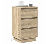 vidaXL Armario de Noche con cajón Roble Sonoma 39 x 34,5 x 65 cm, Cabinet Moderno para Noche, Mesa Rectangular, Madera, Carga USB, Organizador de Almacenamiento compacta