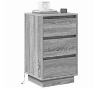 vidaXL Armario de Noche Gris 39 x 34,5 x 65 cm Madera de ingeniería, Cabinet Moderno para Noche, Mesa Rectangular, Madera, Carga USB, Organizador de Almacenamiento compacta