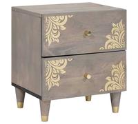 vidaXL Armario de Noche Gris 40 x 33 x 46 cm Madera de mango maciza
