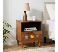 vidaXL Armario de Noche Marrón 40 x 33 x 46 cm Madera de mango maciza