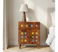 vidaXL Armario de Noche Marrón 50 x 33 x 60 cm Madera de mango maciza