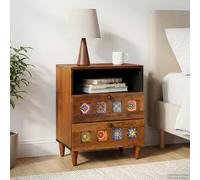 vidaXL Armario de Noche Marrón 50 x 33 x 62 cm Madera de mango maciza