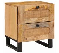 vidaXL Mesita de noche de madera natural, 40 x 33 x 46 cm, hecha de madera maciza de mango