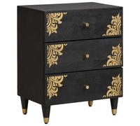 vidaXL Armario de Noche Negro 50 x 33 x 62 cm Madera de mango maciza