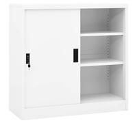 vidaXL Armario de oficina con puerta corredera acero blanco 90x40x90cm