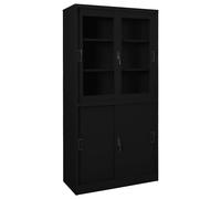 vidaXL Armario de oficina con puerta corredera acero negro 90x40x180cm