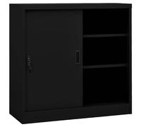 vidaXL Armario de oficina con puerta corredera acero negro 90x40x90cm