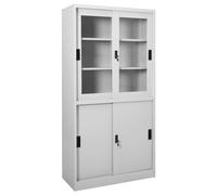 Armario Oficina Puerta Corredera Acero Gris Claro 90x40x180 Cm Vidaxl