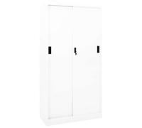 vidaXL Armario de oficina puerta corredera acero blanco 90x40x180 cm