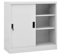 vidaXL Armario de oficina puerta corredera acero gris claro 90x40x90cm