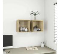vidaXL Armario de pared 2 uds madera contrachapada roble 37x37x37 cm