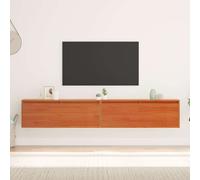 vidaXL: Armario de pared con estante y puerta, color marrón cera, madera de pino maciza