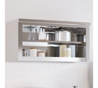 vidaXL Armario de pared de cocina con estante – Colgante, acero inoxidable