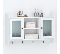 vidaXL Armario de pared estante expositor vidrio MDF blanco libros/DVD