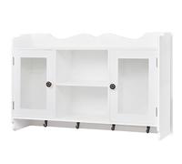 vidaXL Armario Vitrina de Pared MDF para libros, DVD y cristalería Blanco