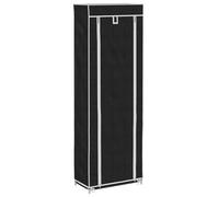vidaXL Armario de zapatos de tela con cubierta 162 x 57 x 29 cm Negro