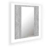 vidaXL Armario Espejo baño luz LED acrílico Gris hormigón 40x12x45 cm