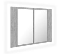vidaXL Armario Espejo baño luz LED acrílico Gris hormigón 60x12x45 cm