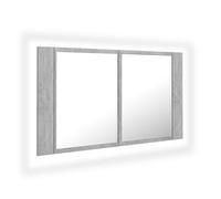 Vidaxl armario espejo baño luz led acrílico gris hormigón 80x12x45 cm