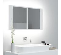 vidaXL Armario espejo de baño con luz LED acrílico blanco 80x12x45 cm