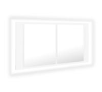 vidaXL Armario Espejo de baño con luz LED acrílico Blanco 90x12x45 cm