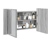 vidaXL Armario espejo de baño con luz LED, estanterías maquillaje, acrílico gris 80x12x45 cm