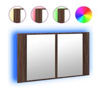 vidaXL Armario espejo de baño LED acrílico brillo 80x12x45 cm en color Blanco brillante/Negro/Roble Sonoma y más | almacenamiento funcional diseño moderno para baño dormitorio sala
