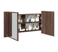 vidaXL Armario espejo de baño LED acrílico marrón roble 90x12x45 cm