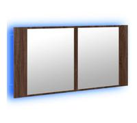 vidaXL Armario espejo de baño LED acrílico marrón roble 90x12x45 cm